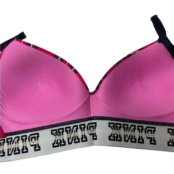 Pink Victoria’s Secret red plaid wear anywhere lightly lined bra size 34A - Picture 6 of 12